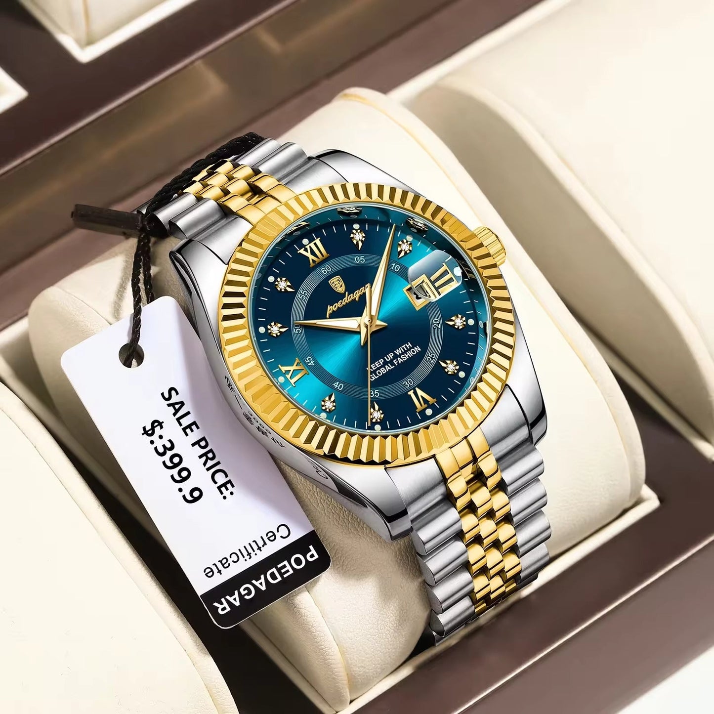 montre de luxe en acier inoxydable pour hommes