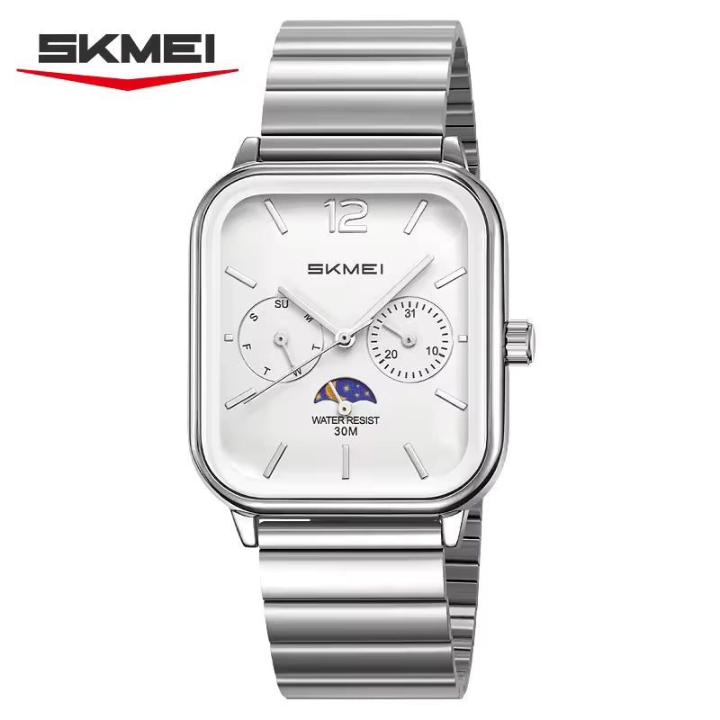 Montre Carrée Élégante avec Bracelet en Acier Inoxydable pour Hommes