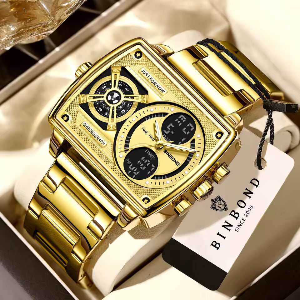 Montre Carrée Élégante avec Bracelet en Acier Inoxydable pour Hommes