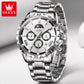 Montre Élégante et Sportive avec Chronographe et Bracelet en Acier Inoxydable pour Hommes