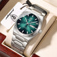 Montre Tendance avec Cadran Vert et Bracelet en Acier Inoxydable pour Hommes