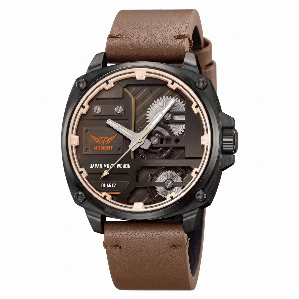 Montre Homme Dynamique et Moderne avec Cadran Texturé et Bracelet en Cuir