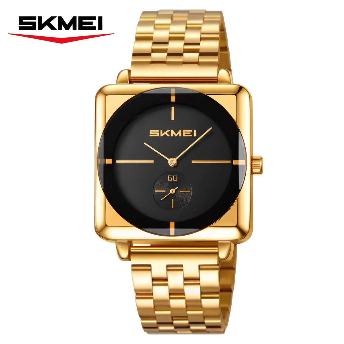 Montre Rectangulaire Classique avec Bracelet en Acier Inoxydable pour Hommes SKMEI 2413