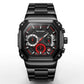 Montre Homme Sportive avec Cadran Octogonal et Bracelet Noir en Acier Inoxydable